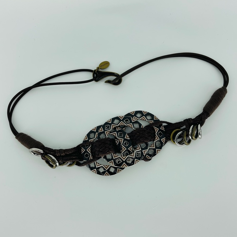 Chico's Metal & Enamel Braided Boho Stretch Belt